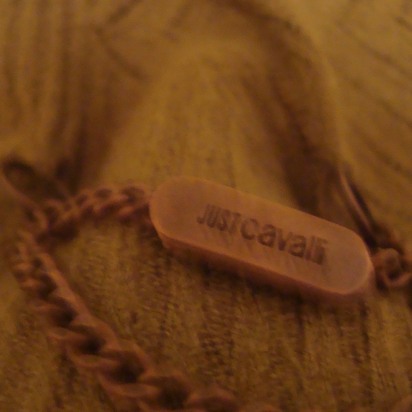 Just Cavalli Brown/Olive Knit Blouse With Velvet Small - Picture 10 of 12